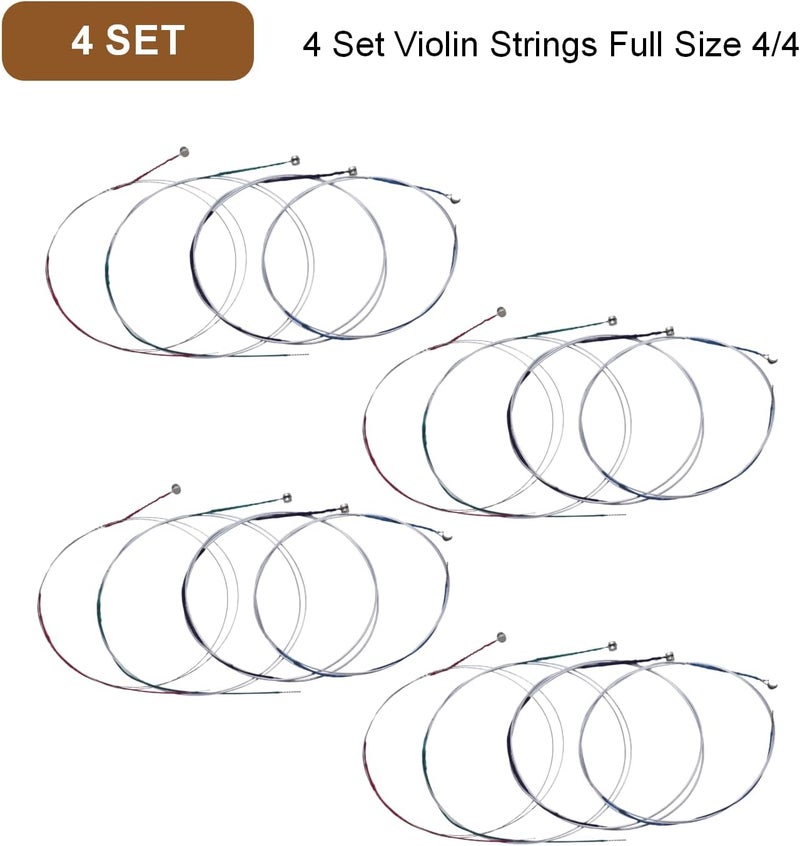 Cheerock 4 Set Violin Strings Full Size 4/4, Universal Steel Core Strings G-D-A-E with Nickel-plated Ball End, Medium Gauge for Violin, Sturdy & Responsive, Improve Tone & Playability - Image 2
